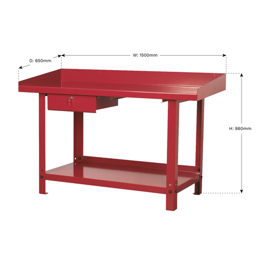 Sealey Steel Workbench AP1015 1.5m with Drawer & 1000kg Capacity