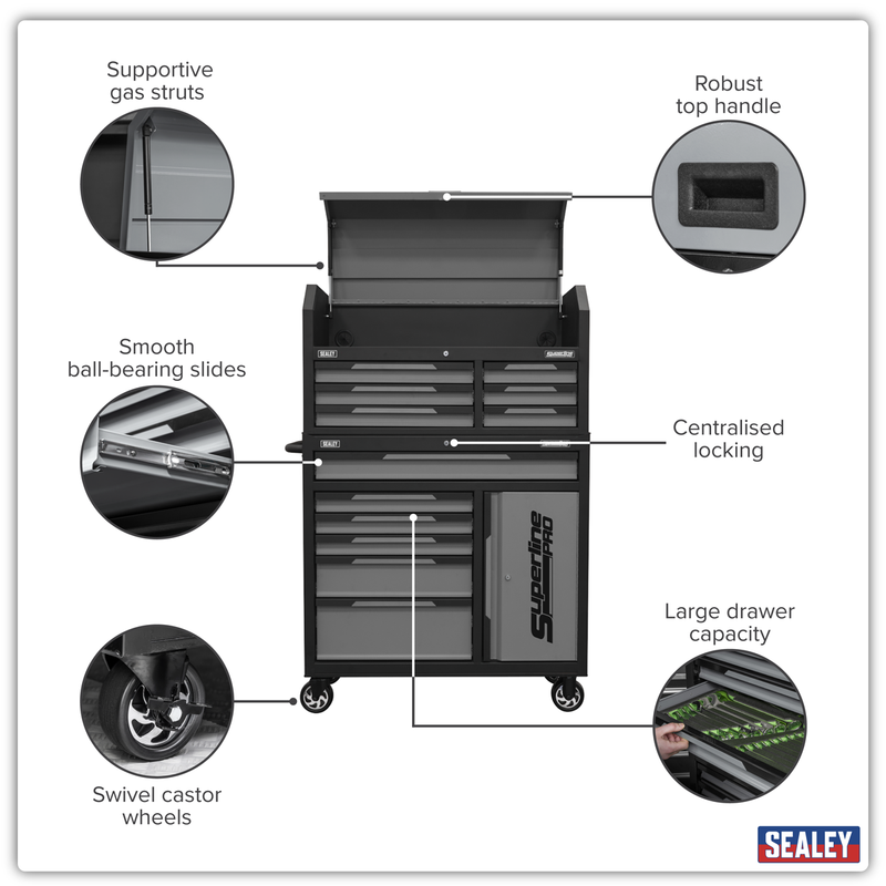 Sealey Tool Chest & Rollcab AP1080GR 12 Drawer Grey