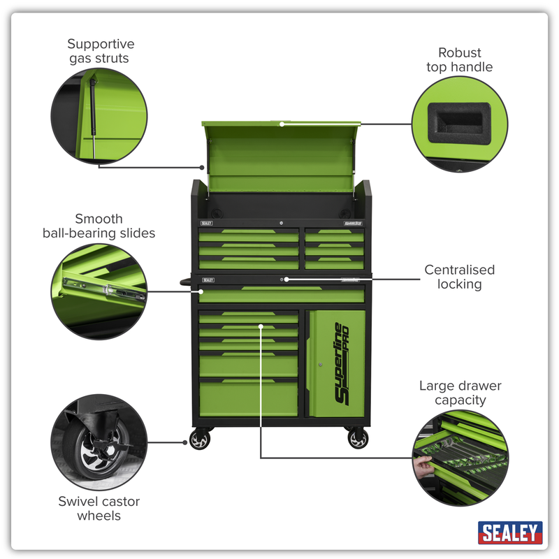 Sealey Tool Chest & Rollcab AP1080HVG 12 Drawer Green
