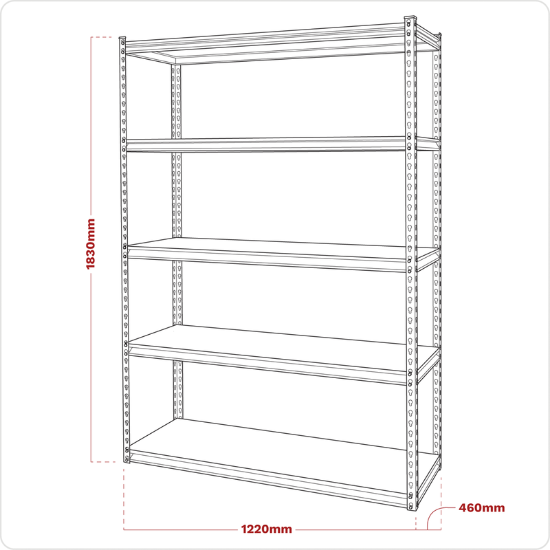 Sealey Racking Unit AP1200R 1100kg Capacity 5 Shelves