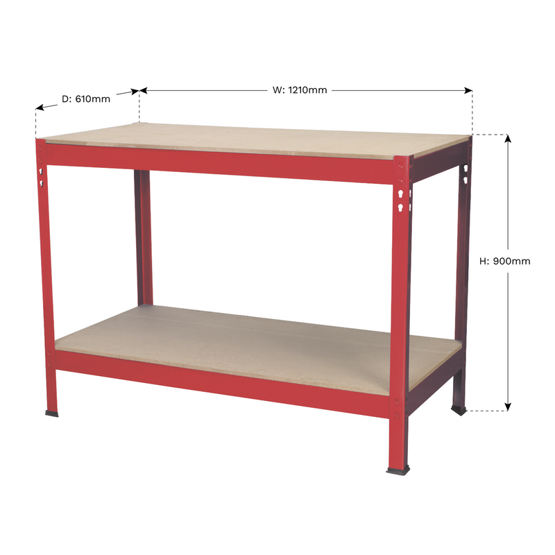 Sealey AP1210 Steel Workbench 1.2m with Wooden Surface