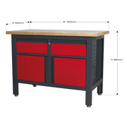 Sealey Workbench AP1372A 1200mm with 2 Drawers & 2 Cupboards