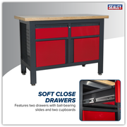 Sealey Workbench AP1372A 1200mm with 2 Drawers & 2 Cupboards