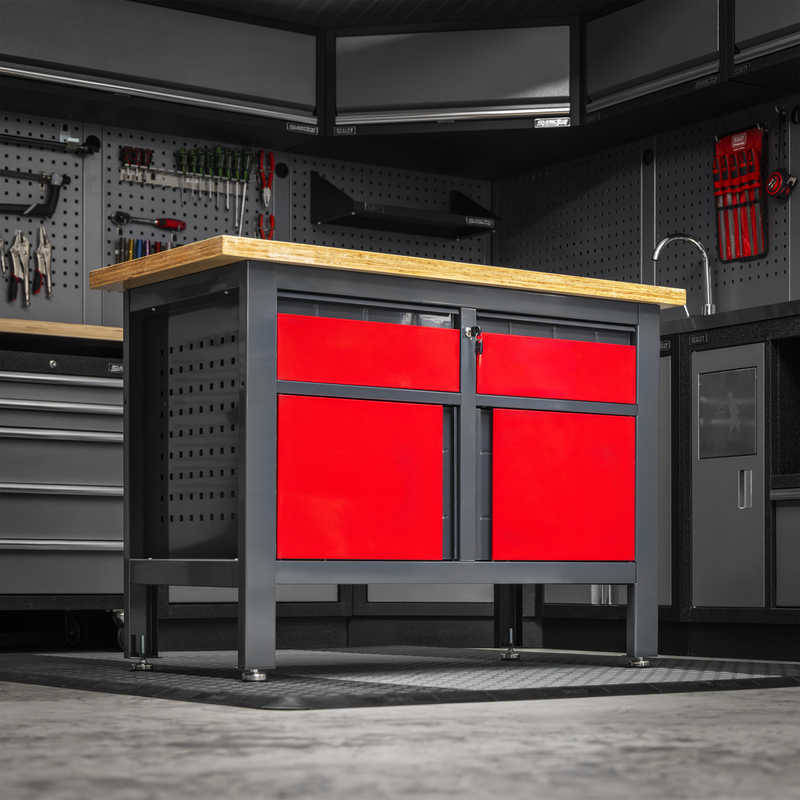 Sealey Workbench AP1372A 1200mm with 2 Drawers & 2 Cupboards
