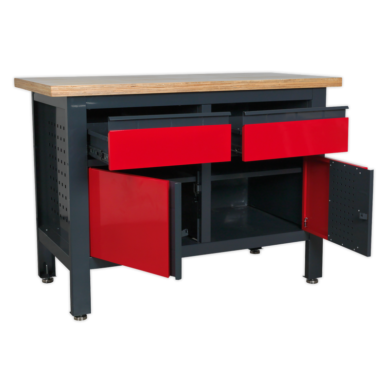 Sealey Workbench AP1372A 1200mm with 2 Drawers & 2 Cupboards