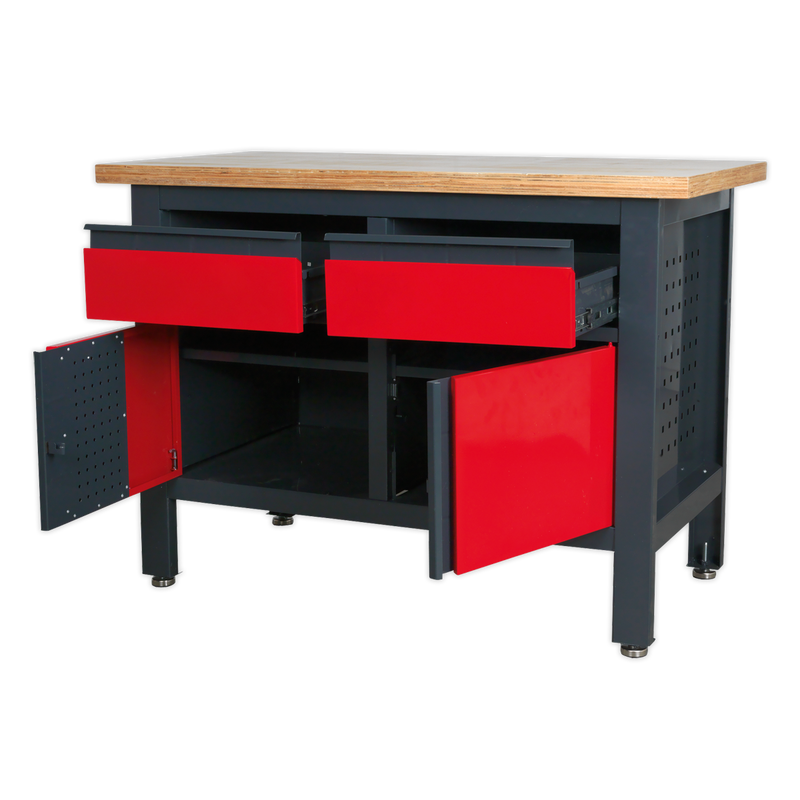 Sealey Workbench AP1372A 1200mm with 2 Drawers & 2 Cupboards