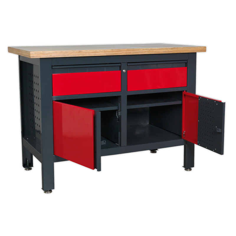 Sealey Workbench AP1372A 1200mm with 2 Drawers & 2 Cupboards