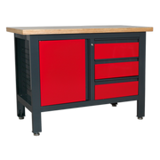 Sealey Workbench AP1372B with 3 Drawers & Cupboard, 300kg Capacity