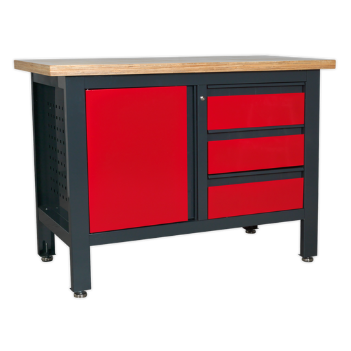 Sealey Workbench AP1372B with 3 Drawers & Cupboard, 300kg Capacity