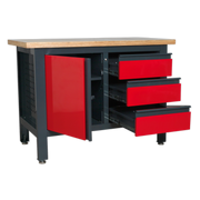 Sealey Workbench AP1372B with 3 Drawers & Cupboard, 300kg Capacity