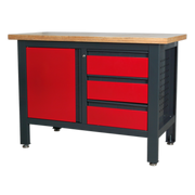 Sealey Workbench AP1372B with 3 Drawers & Cupboard, 300kg Capacity