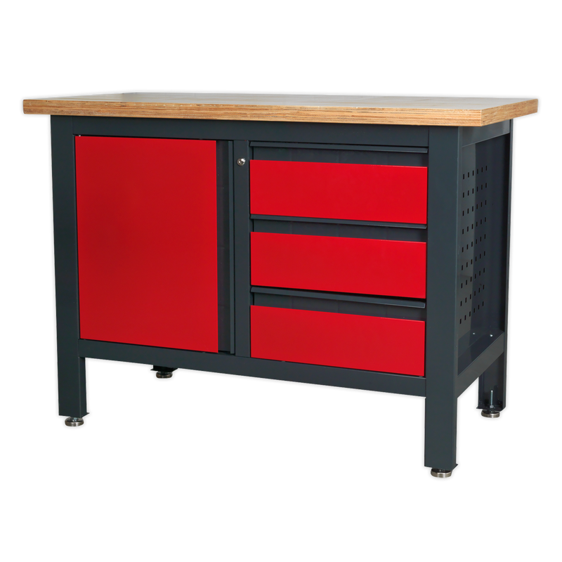 Sealey Workbench AP1372B with 3 Drawers & Cupboard, 300kg Capacity
