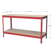 Sealey Workbench AP1535 1.53m Steel Frame with Wooden Surface