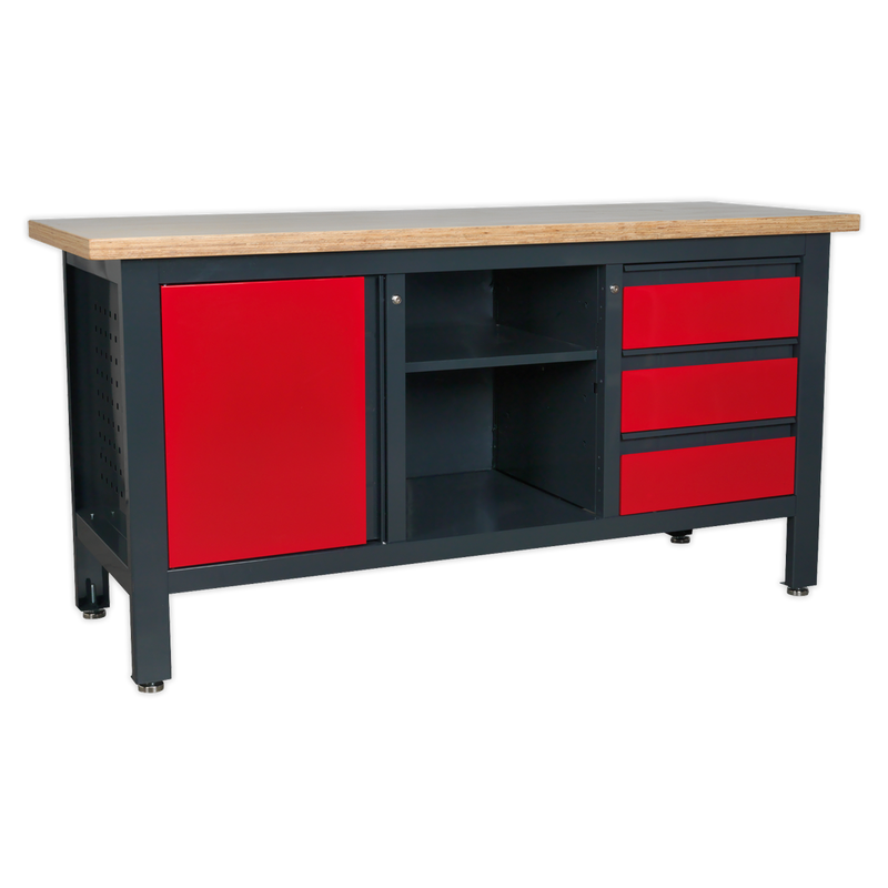 Sealey Workbench AP1905B 1690x600mm with 3 Drawers & Cupboard
