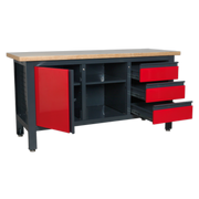 Sealey Workbench AP1905B 1690x600mm with 3 Drawers & Cupboard