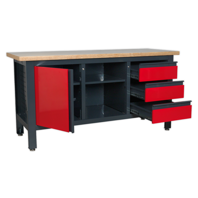 Sealey Workbench AP1905B 1690x600mm with 3 Drawers & Cupboard