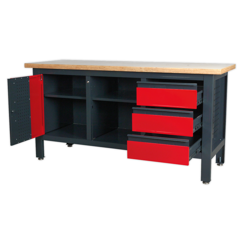 Sealey Workbench AP1905B 1690x600mm with 3 Drawers & Cupboard