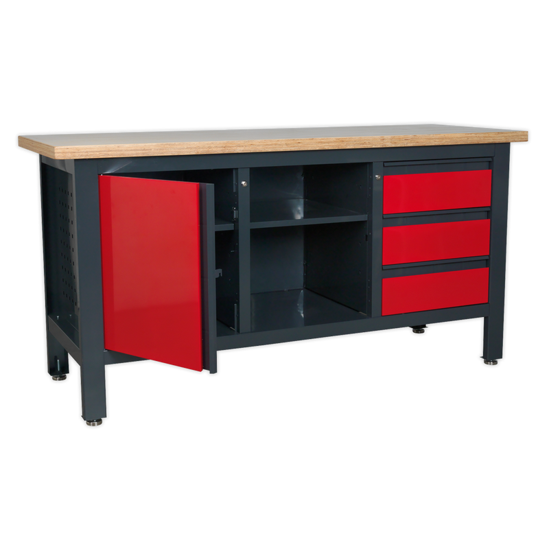 Sealey Workbench AP1905B 1690x600mm with 3 Drawers & Cupboard