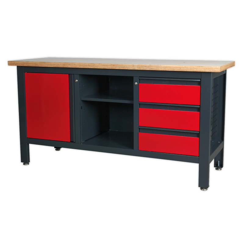 Sealey Workbench AP1905B 1690x600mm with 3 Drawers & Cupboard