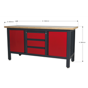 Sealey Workbench AP1905C 1690mm with 3 Drawers & 2 Cupboards