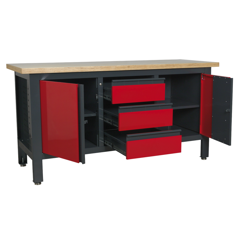 Sealey Workbench AP1905C 1690mm with 3 Drawers & 2 Cupboards