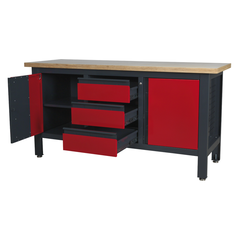 Sealey Workbench AP1905C 1690mm with 3 Drawers & 2 Cupboards