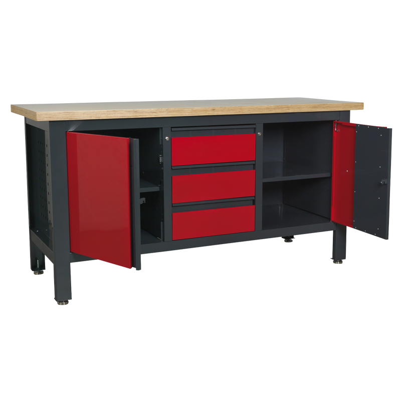 Sealey Workbench AP1905C 1690mm with 3 Drawers & 2 Cupboards