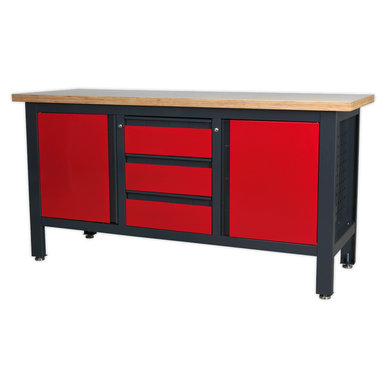 Sealey Workbench AP1905C 1690mm with 3 Drawers & 2 Cupboards
