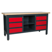 Sealey Workbench AP1905D 1690mm with 6 Drawers & Open Storage