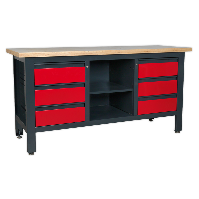 Sealey Workbench AP1905D 1690mm with 6 Drawers & Open Storage