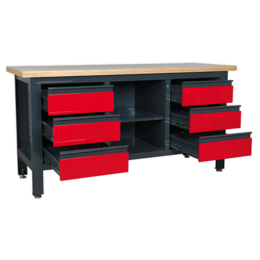 Sealey Workbench AP1905D 1690mm with 6 Drawers & Open Storage