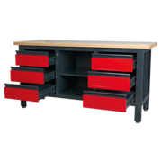 Sealey Workbench AP1905D 1690mm with 6 Drawers & Open Storage