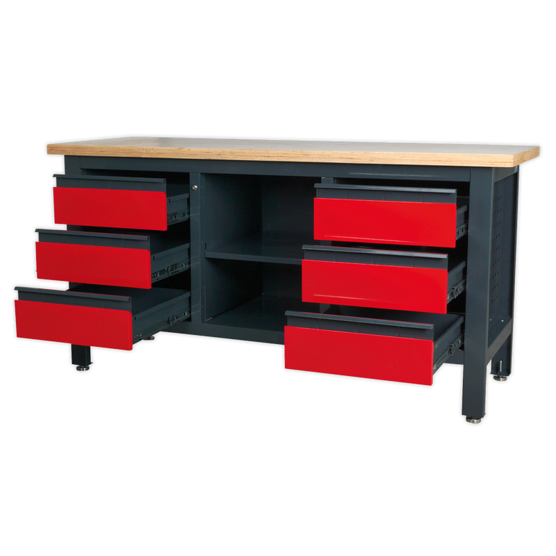 Sealey Workbench AP1905D 1690mm with 6 Drawers & Open Storage