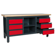 Sealey Workbench AP1905D 1690mm with 6 Drawers & Open Storage