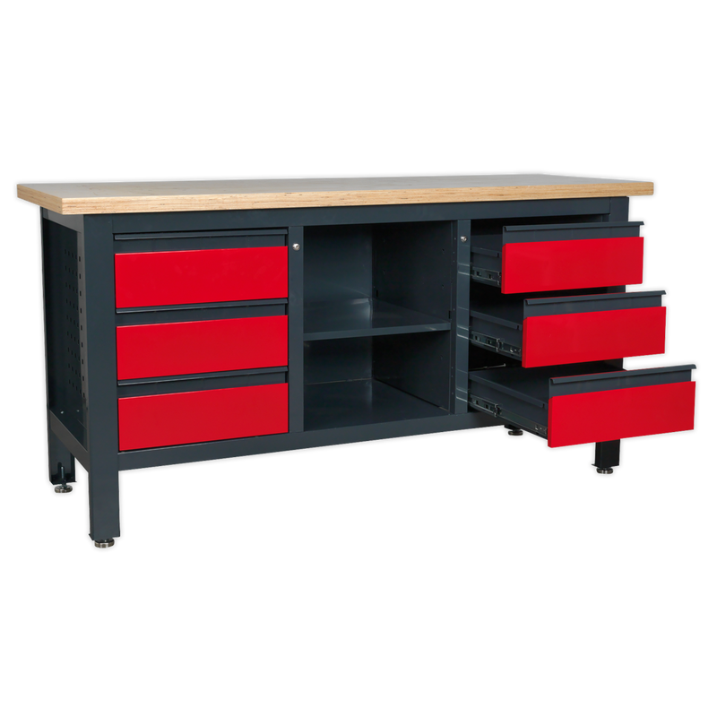 Sealey Workbench AP1905D 1690mm with 6 Drawers & Open Storage