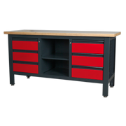 Sealey Workbench AP1905D 1690mm with 6 Drawers & Open Storage
