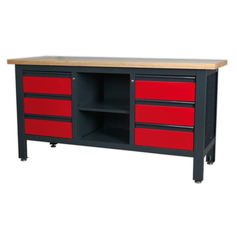 Sealey Workbench AP1905D 1690mm with 6 Drawers & Open Storage
