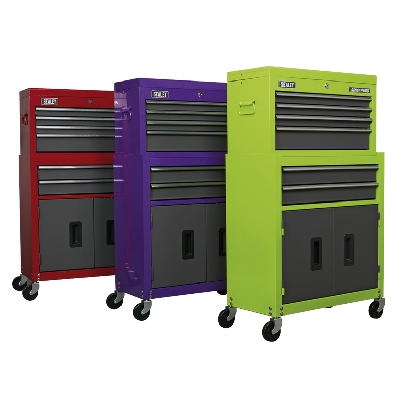 Sealey American PRO Tool Chest & Rollcab 6 Drawer 615x295x705mm Purple/Grey