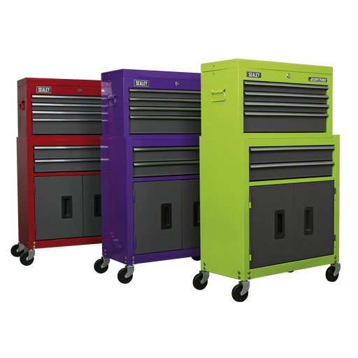 Sealey American PRO Tool Chest & Rollcab 6 Drawer 615x295x705mm Purple/Grey