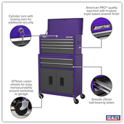 Sealey American PRO Tool Chest & Rollcab 6 Drawer 615x295x705mm Purple/Grey