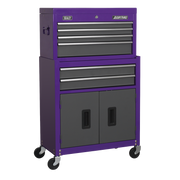 Sealey American PRO Tool Chest & Rollcab 6 Drawer 615x295x705mm Purple/Grey