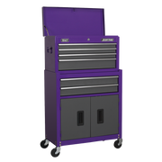 Sealey American PRO Tool Chest & Rollcab 6 Drawer 615x295x705mm Purple/Grey