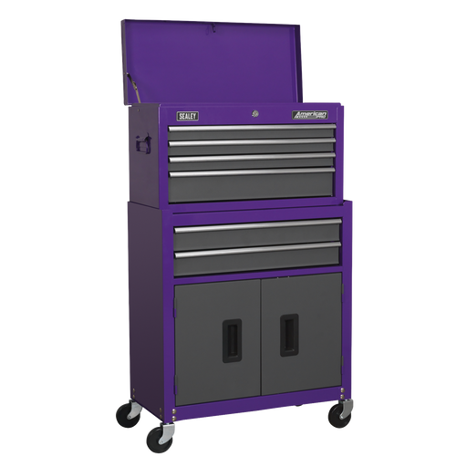 Sealey American PRO Tool Chest & Rollcab 6 Drawer 615x295x705mm Purple/Grey
