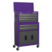 Sealey American PRO Tool Chest 9 Drawer Mid-Box Rollcab Stack Purple