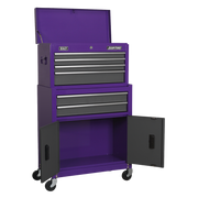 Sealey American PRO Tool Chest & Rollcab 6 Drawer 615x295x705mm Purple/Grey