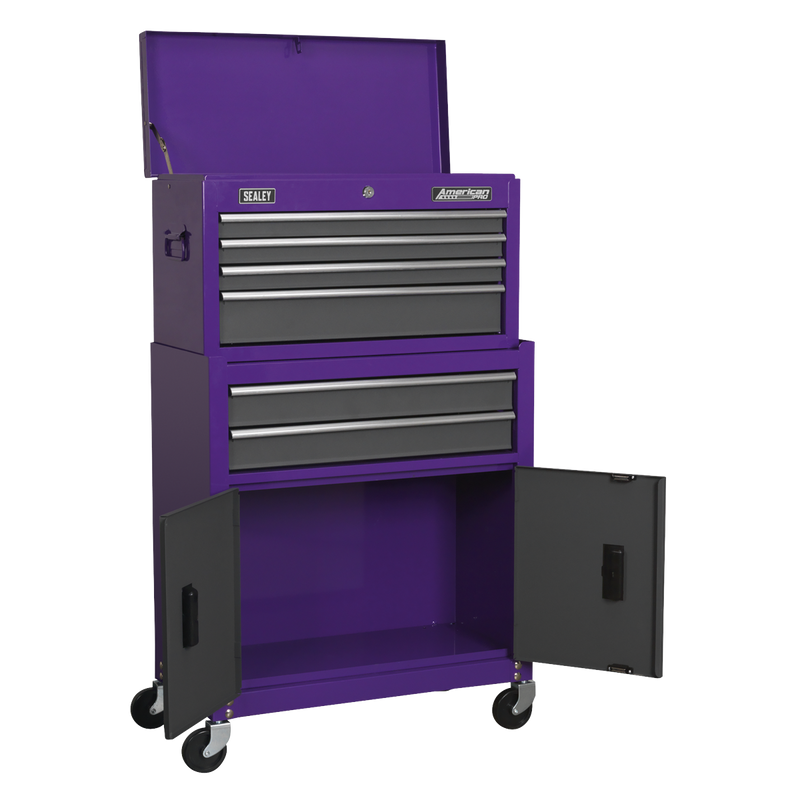 Sealey American PRO Tool Chest & Rollcab 6 Drawer 615x295x705mm Purple/Grey