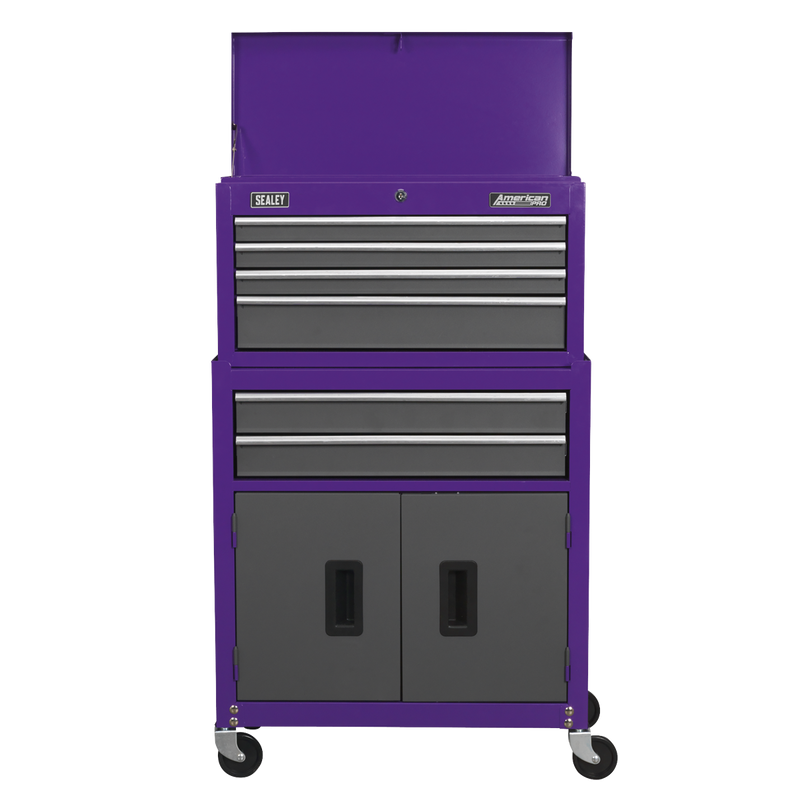 Sealey American PRO Tool Chest & Rollcab 6 Drawer 615x295x705mm Purple/Grey