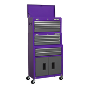 Sealey American PRO Tool Chest 9 Drawer Mid-Box Rollcab Stack Purple