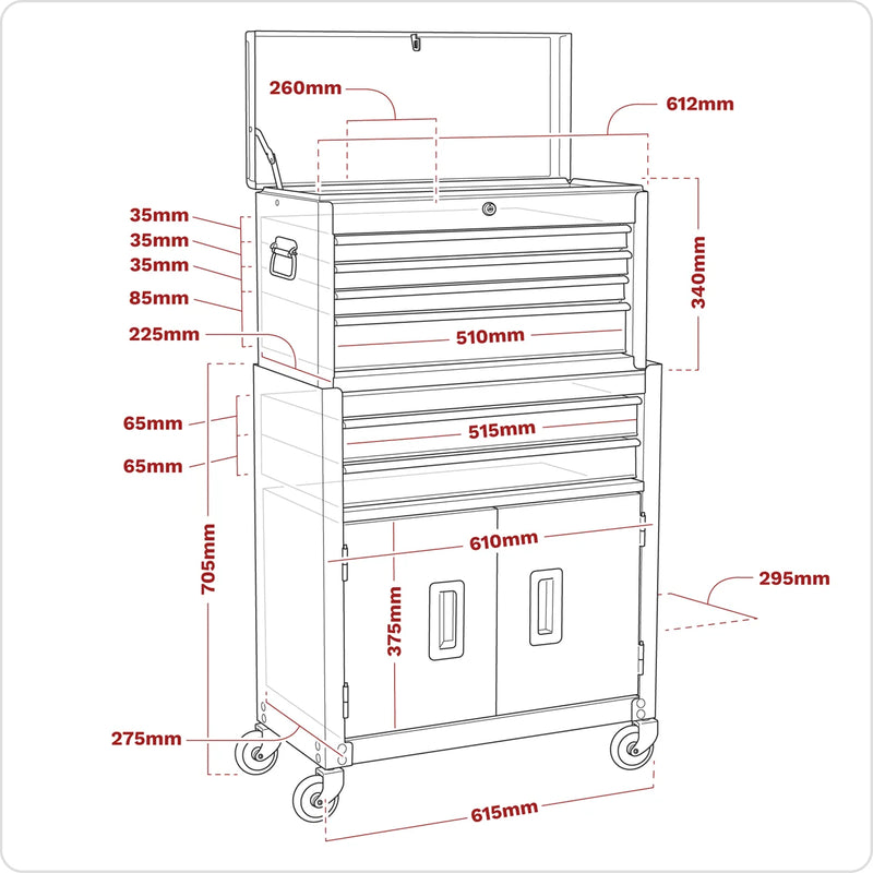 Sealey American PRO Tool Chest & Rollcab 6 Drawer 615x295x705mm Purple/Grey