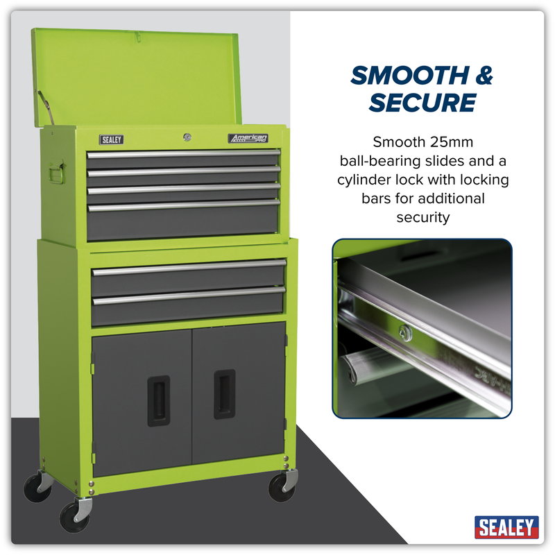 Sealey American PRO Tool Chest & Rollcab 6 Drawer Combination Green/Grey